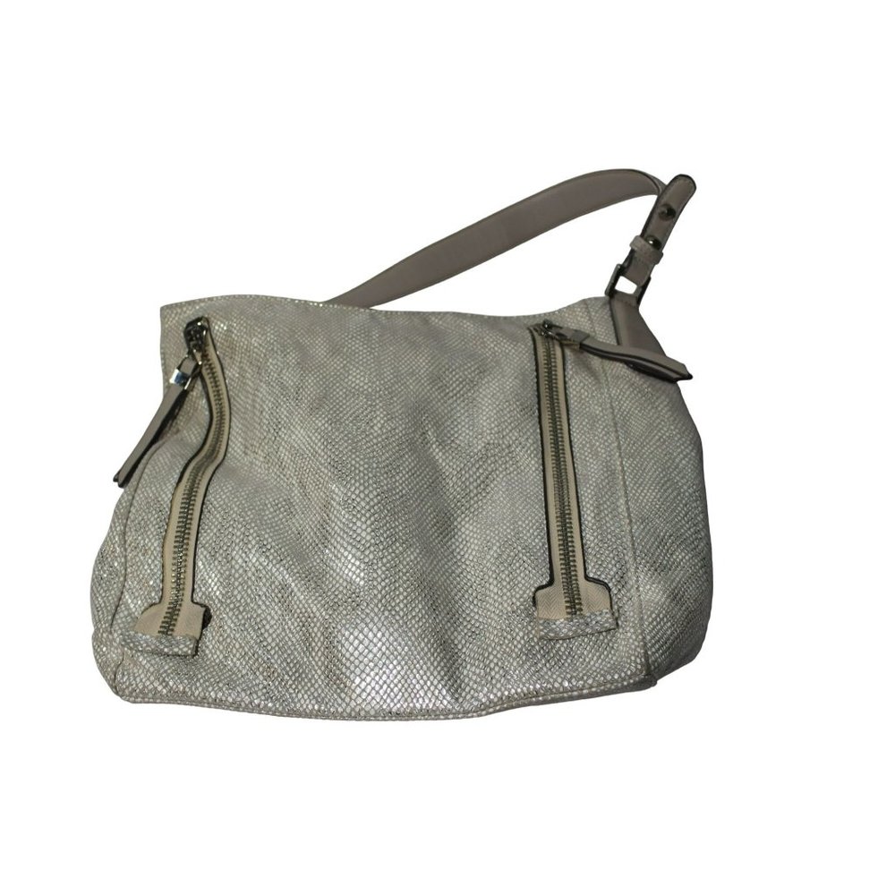 Sondra Roberts Squared Faux Snakeskin Gray Hobo Handbag Purse